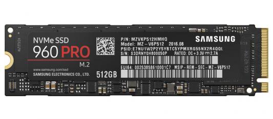 Твердотельный накопитель SSD M.2 512Gb Samsung 960 PRO Read 3200Mb/s Write 2100Mb/s PCI-E MZ-V6P512B