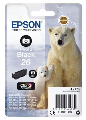 Картридж Epson C13T26114012 для Epson XP-600/605/700/710/800 фото черный 200стр