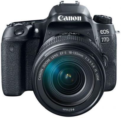 Зеркальная фотокамера Canon EOS 77D KIT 24.2Mpix EF-S 18-135mm f/3.5-5.6 черный 1892C004