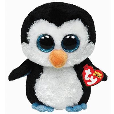Мягкая игрушка пингвин TY Пингвин Waddles 15 см белый черный плюш пластик  36008