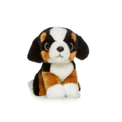 Мягкая игрушка собака MAXITOYS Сенбернар 18 см белый коричневый черный искусственный мех пластик MT-