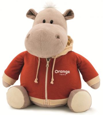 Мягкая игрушка ORANGE "Бегемот в оранжевой толстовке" 30 см разноцветный плюш текстиль  MS6204/30