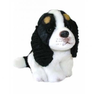 Мягкая игрушка собака FANCY Собака Эля 16 см белый черный плюш пластик текстиль  JD-1547BD