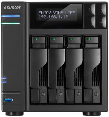 Сетевое хранилище Asustor AS-6204T 4 отсека NAS Celeron 1.6GHz 4Gb DDR3 eSATA 3xUSB3.0
