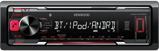 Автомагнитола Kenwood KMM-BT203 USB MP3 FM 1DIN 4х50Вт черный