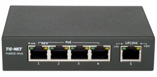 Коммутатор TG-NET P1005D-60W неуправляемый 4 порта 10/100Mbps
