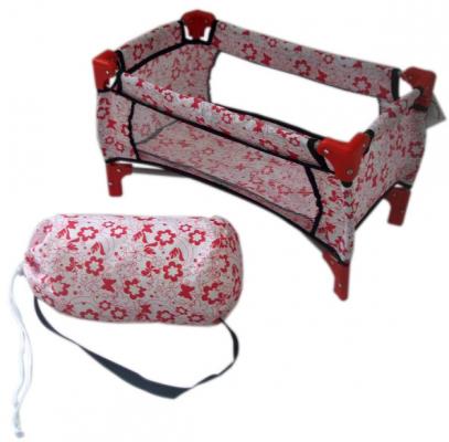 Кроватка для кукол 1Toy Красотка белая с красными цветами Т57309