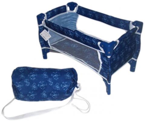Кроватка для кукол 1Toy Красотка синяя с белым принтом Т57308