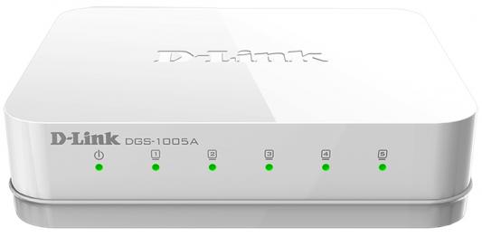 Коммутатор D-LINK DGS-1005A/D1A неуправляемый 5 портов 10/100/1000Mbps