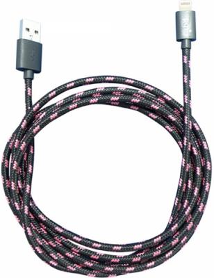 Кабель Lightning 0.9м PQI i-Cable Mesh круглый черно-розовый 6PCT-008R0003A