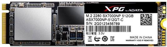 Твердотельный накопитель SSD M.2 512GB A-Data XPG SX7000 Read 1750Mb/s Write 860Mb/s PCI-E ASX7000NP-512GT-C