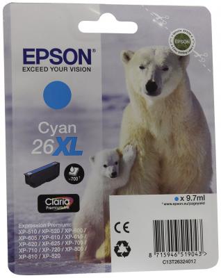 Картридж Epson C13T26324012 для Epson XP-600/605/700/710/800 голубой