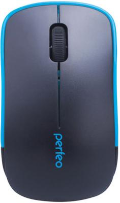 Мышь беспроводная Perfeo Assorty чёрный синий USB + радиоканал