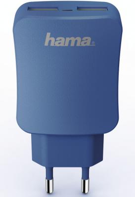 Сетевое зарядное устройство HAMA "Design Line" 2 х USB 3.4A синий 00178213