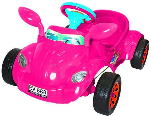 Машина педальная RT Молния с музыкальным рулем розовая