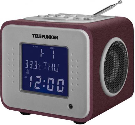 Часы с радиоприёмником Telefunken TF-1575 бордовый