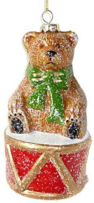 Елочные украшения Новогодняя сказка "Мишка с барабаном" разноцветный 12.5 см 1 шт пластик