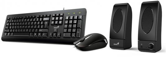 Комплект Genius KMS U130 черный USB клавиатура + мышь + колонки