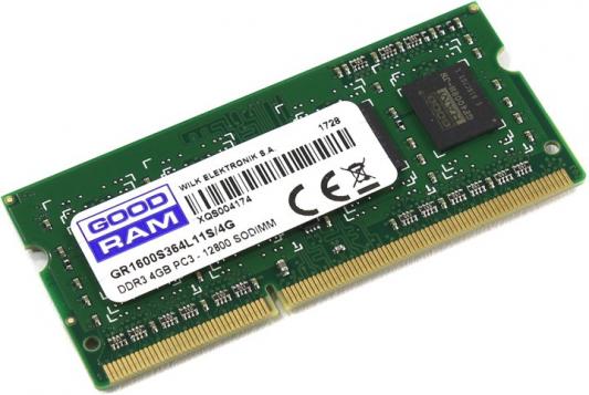 Оперативная память для ноутбуков SO-DDR3 4Gb PC-12800 1600MHz GoodRAM GR1600S364L11S/4G