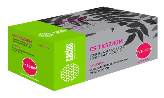 Картридж Cactus CS-TK5240M для Kyocera Ecosys M5526cdn, M5526cdw, P5026cdn, P5026cdw 4000стр Пурпурный