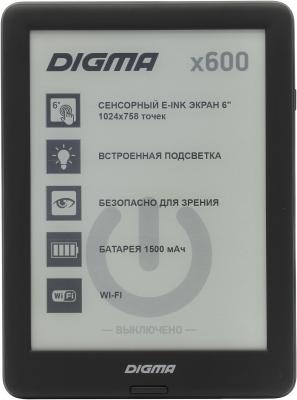 

Электронная книга Digma X600 6" E-Ink 8Gb черный