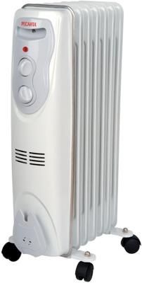 Масляный радиатор Ресанта ОМ-7Н 1500 Вт термостат вентилятор обогрев колеса для перемещения белый