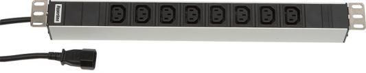 Hyperline SHT19-8IEC-2.5IEC Блок розеток для 19" шкафов, горизонтальный, 8 IEC 320, 10 A, шнур 2.5м