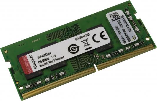

Оперативная память 4Gb (1x4Gb) PC4-19200 2400MHz DDR4 SO-DIMM CL17 Kingston KCP424SS6/4