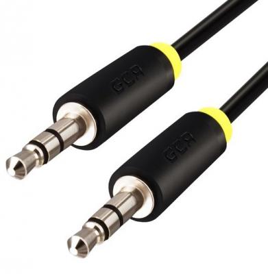 Greenconnect Кабель аудио 0.25m jack 3,5mm/jack 3,5mm черный, желтая окантовка, ультрагибкий, 28 AWG, M/M, Premium , экран, стерео(GCR-AVC1114-0.25m)