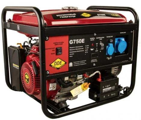 Генератор бензиновый DDE G750E (917-460)  1ф 7,0/7,5 кВт бак 25 л 92 кг дв-ль 15 л.с элстарт