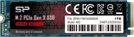 Твердотельный накопитель SSD M.2 1 Tb Silicon Power P34A80 Read 3200Mb/s Write 3000Mb/s 3D NAND TLC