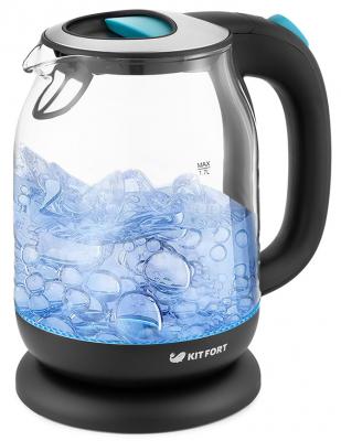 Чайник электрический KITFORT КТ-654-1 2200 Вт голубой 1.7 л пластик/стекло