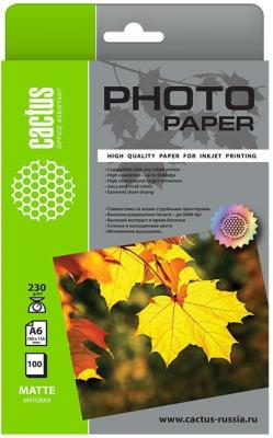 Фотобумага Cactus CS-MA6230100 10x15/230г/м2/100л./белый матовое для струйной печати