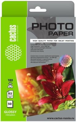 Фотобумага Cactus CS-GA518050 A5/180г/м2/50л./белый глянцевое для струйной печати