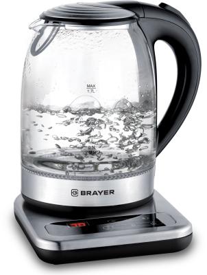 Чайник электрический Brayer BR1003 2200 Вт чёрный 1.7 л металл/стекло