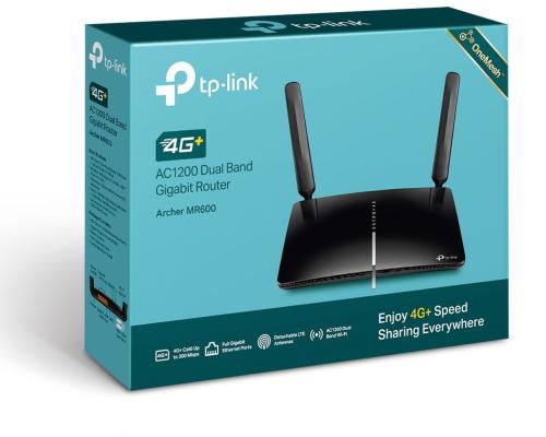 Wi-Fi роутер TP-LINK Archer MR600 802.11abgnac 1167Mbps 2.4 ГГц 5 ГГц 3xLAN Разъем для SIM-карты черный