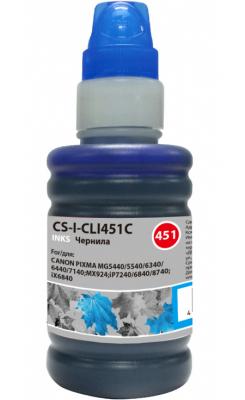 Чернила Cactus CS-I-CLI451C голубой 100мл для Canon Pixma iP6840/iP7240/iP8740/iX6840/MG5440