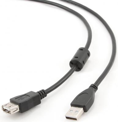 Bion Кабель удлинительный USB 2.0 A-A (m-f), позолоченные контакты, ферритовые кольца, 1.8м, черный [BXP-CCF-USB2-AMAF-018]