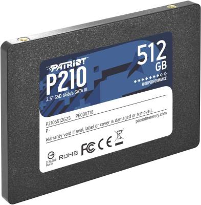 Твердотельный накопитель SSD 2.5" 512 Gb Patriot P210 Read 520Mb/s Write 430Mb/s 3D NAND TLC (P210S512G25)