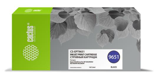 Картридж струйный Cactus CS-EPT9651 черный (187мл) для Epson WorkForce Pro WF-M5299DW/M5799DWF