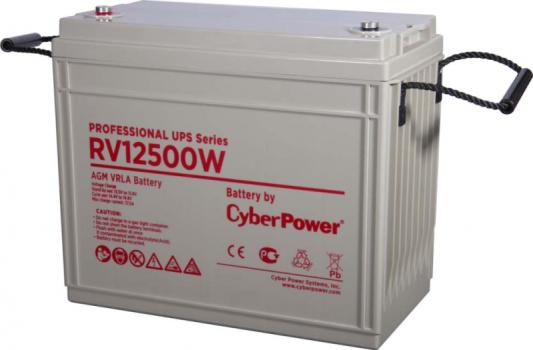 Battery CyberPower Professional UPS series RV 12500W, voltage 12V, capacity (discharge 20 h) 155Ah, capacity (discharge 10 h) 147Ah, max. discharge current (5 sec) 1340A, max. charge current 37.5A, lead-acid type AGM, terminals under bolt M8, LxWxH 340x173x281mm., full height with terminals 284mm., weight 45kg., operational life 12 years