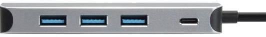 Адаптер концентратор Type-C --> 4 port USB3.0 HUB+PD, Alum Shell  VCOM <CU4383>