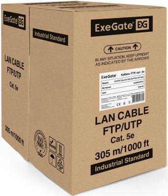 Exegate EX281811RUS Кабель Exegate  FUTP4-C5e-CU-S24-IN-PVC-GY-305 FTP 4 пары кат.5e медь, 24AWG, экран, бухта 305м, серый, PVC