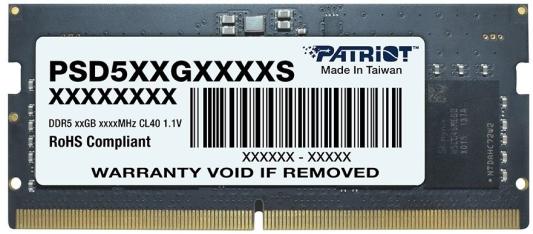 Оперативная память для ноутбука 8Gb (1x8Gb) PC5-38400 4800MHz DDR5 SO-DIMM CL40 Patriot Signature PSD58G480041S