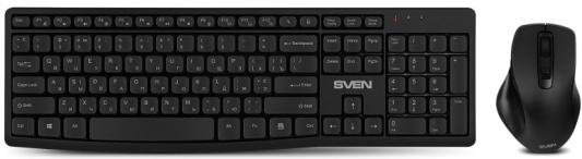 Набор SVEN KB-C3500W беспроводные клавиатура и мышь чёрные (2.4 Ггц, USB, 106 кл., 6 кнопок, 1600 dpi, 2 x AA)
