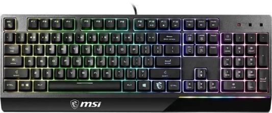 Gaming Keyboard MSI VIGOR GK30, Wired, Mechanical-like plunger switches. 6 zones RGB lighting with several lighting effects.  Anti-ghosting Capability. Water Resistant (spill-proof), Black