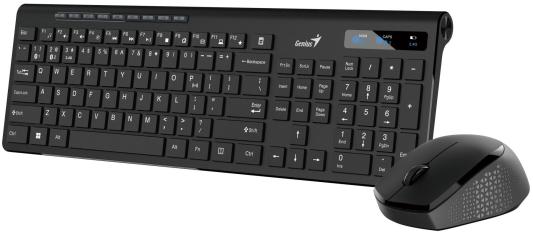 Комплект беспроводной Genius Smart KM-8230 BLACK, клавиатура+мышь, USB, 1 мини-ресивер на оба устройства. Клавиатура: 104 клавиши кнопка SmartGenius, клавиши т
