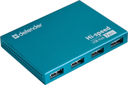 Концентратор USB 2.0 Defender SEPTIMA SLIM 7 x USB 2.0 синий 83505
