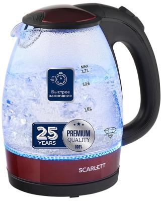 Чайник электрический Scarlett SC-EK27G92 2200 Вт бордовый 1.7 л стекло