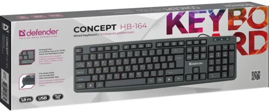 Клавиатура проводная Defender Concept HB-164 black (USB, 104 кл. +12FN) (45164)